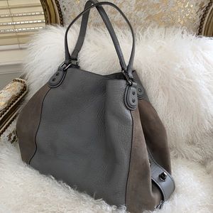 Suede and leather in grey